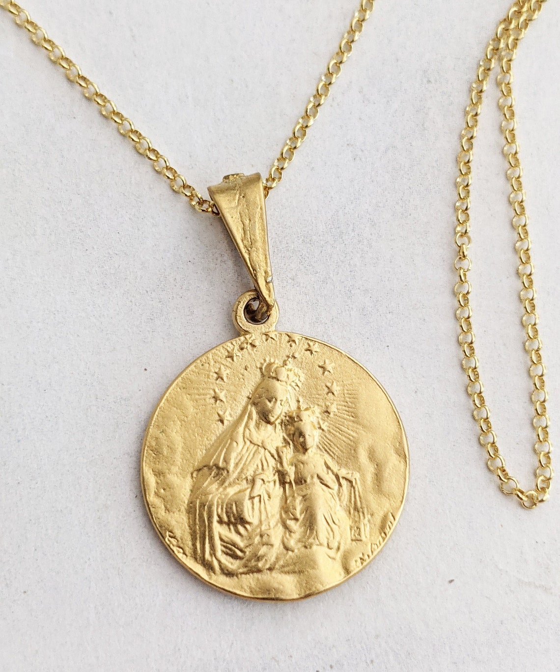 Necklace Our Lady of Mount Carmel / Sacred Heart of Jesus Etsy