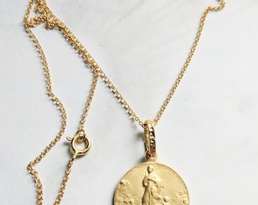 Mary Magdalene Carried by Angels 20mm, 18K Gold Vermeil Italian
