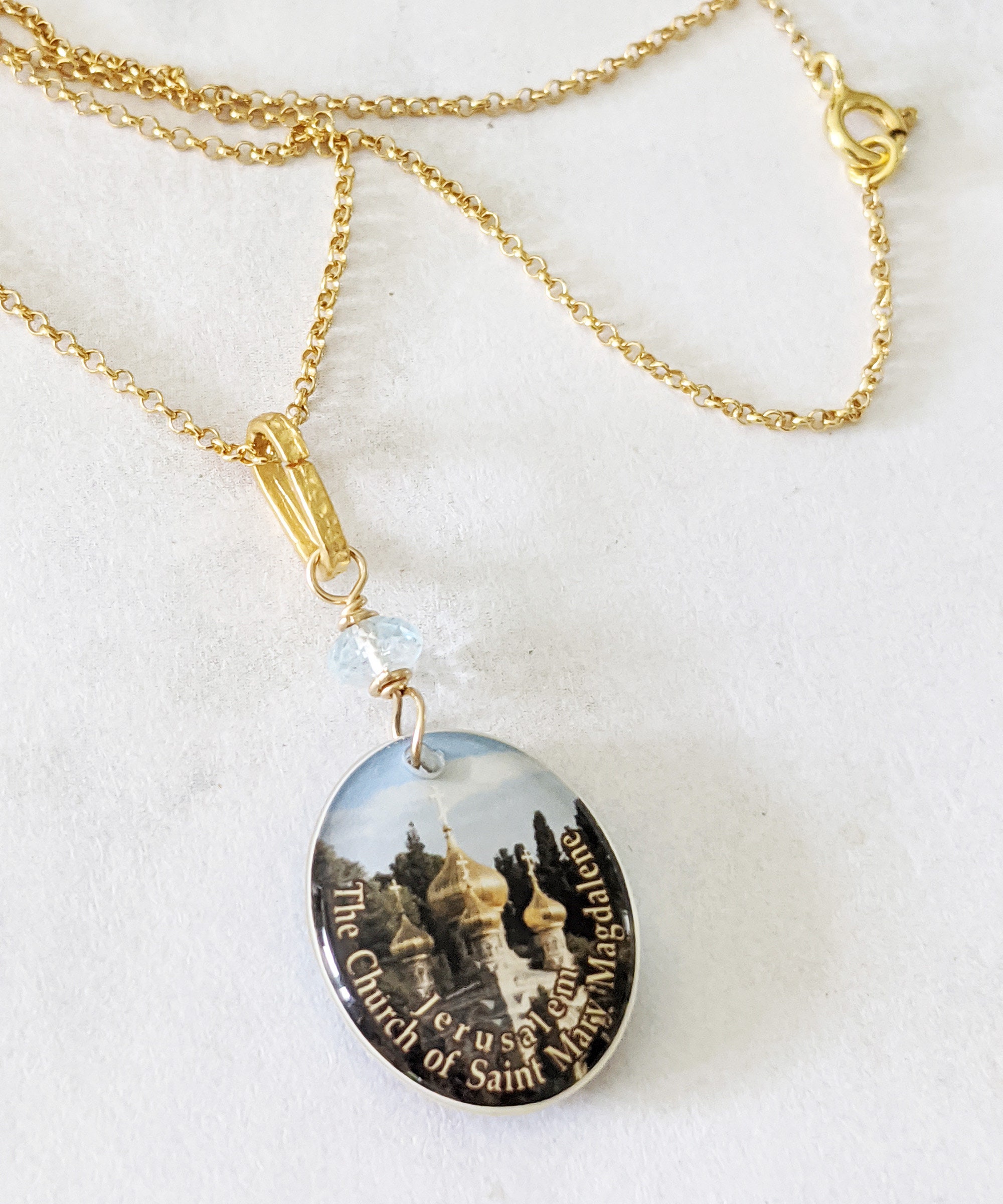 Necklace St Mary Magdalene Resin of Church on Mount of Olives