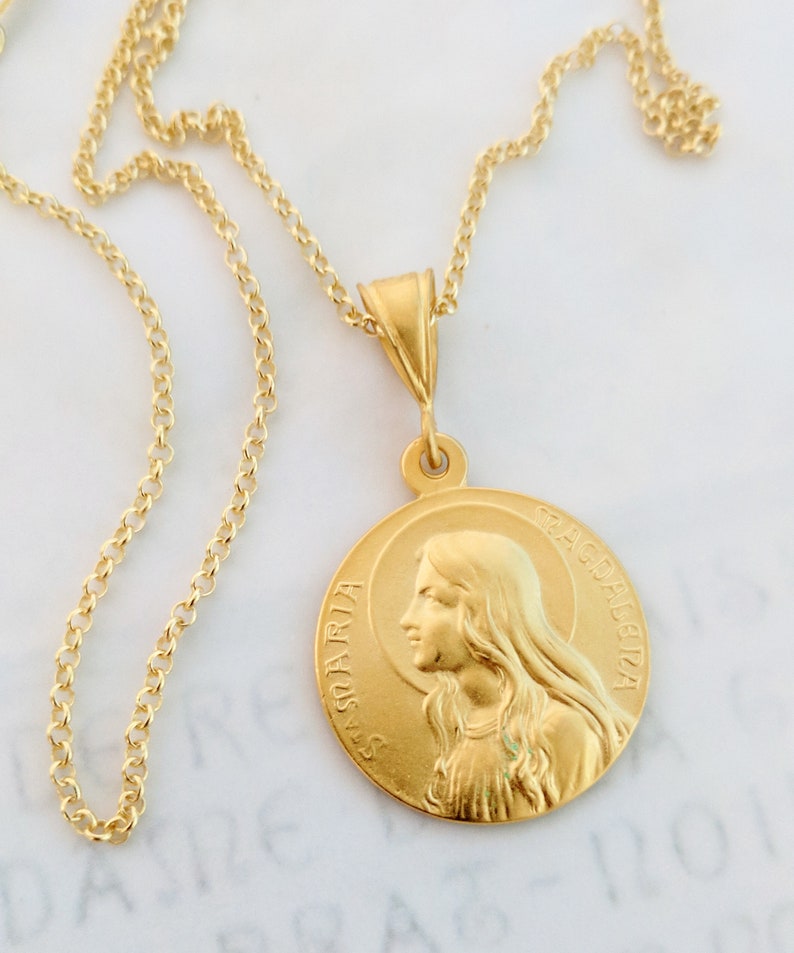 Necklace Sta Maria Magdalena 24mm 18K Gold Vermeil 18 Inch Italian 18K Gold Vermeil Chain image 5