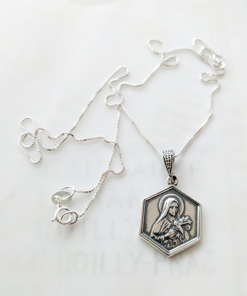 Necklace St Therese of Lisieux 17x23mm Sterling Silver Etsy