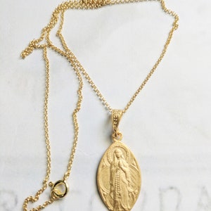 Necklace Our Lady of the Rosary / Lourdes 16x28mm 18K Gold Vermeil 18 ...