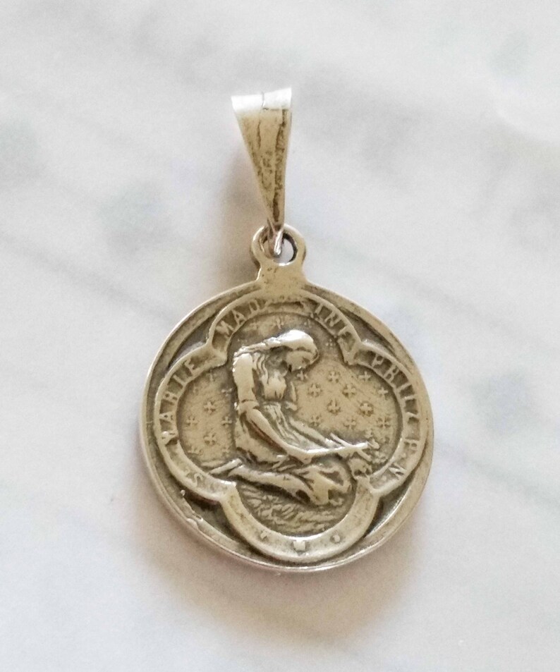 Medal  Saint Mary Magdalene 20mm  Sterling Silver image 0