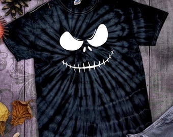 Disney Halloween Jack Skellington Tie Dye Shirts/ Nightmare Before Christmas T-Shirt/ Disney NBC Adult Youth Shirts/ Jack Face Top