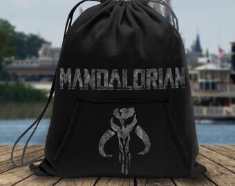 Disney The Mandalorian Backpack/ Mandalorian Mythosaur Drawstring Fleece Tote Park Bag