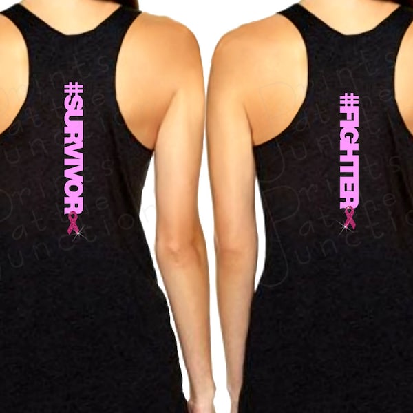 Breast Cancer Hashtag Survivor/ Fighter Tank Top/ Workout Tank Top, Breast Cancer Awareness Triblend Tank, #Survivor, #Fighter Shirt