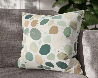 Vintage Beach Speckled Pebbles Sand And Teal Coastal Collection Retro Seaside Pillow Cover