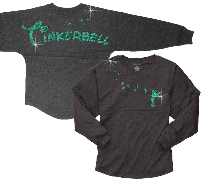 Tinkerbell Jersey/ Glitter Green Tinkerbell Spirit Shirt/ Etsy
