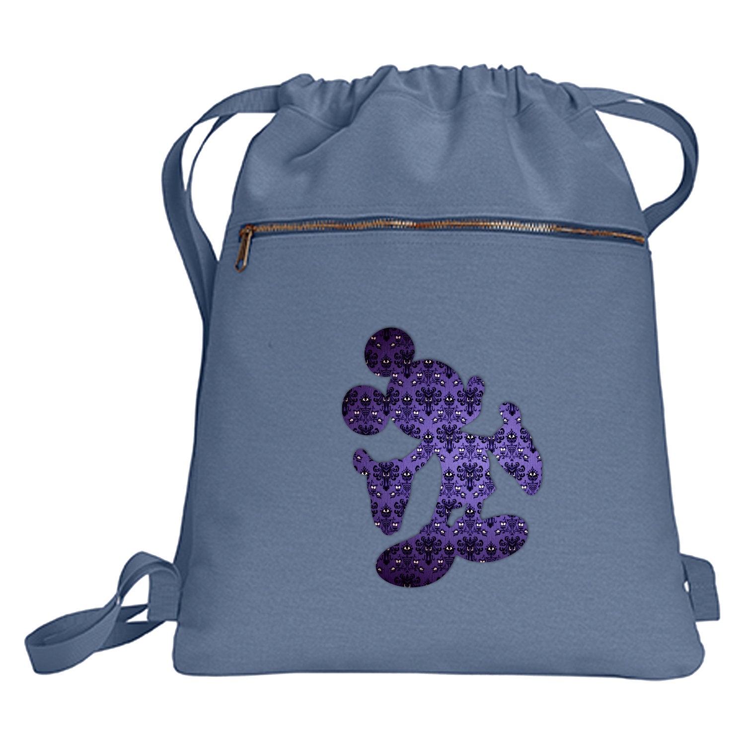 Disney Hanted Mansion Wallpaper  Purple Patterned Canvis/Nylon Backpack New Haunted Mansion Tote Bag, Backpack, and Belt Bag at  main image 3