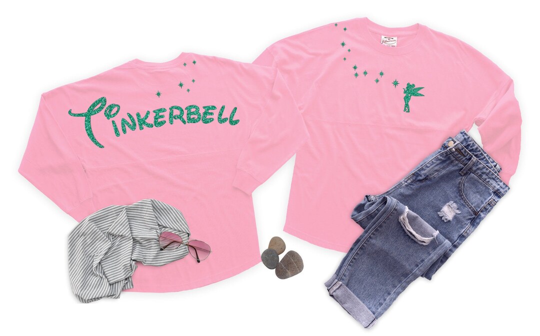 Tinkerbell Jersey/ Glitter Green Tinkerbell Spirit Shirt/ Etsy