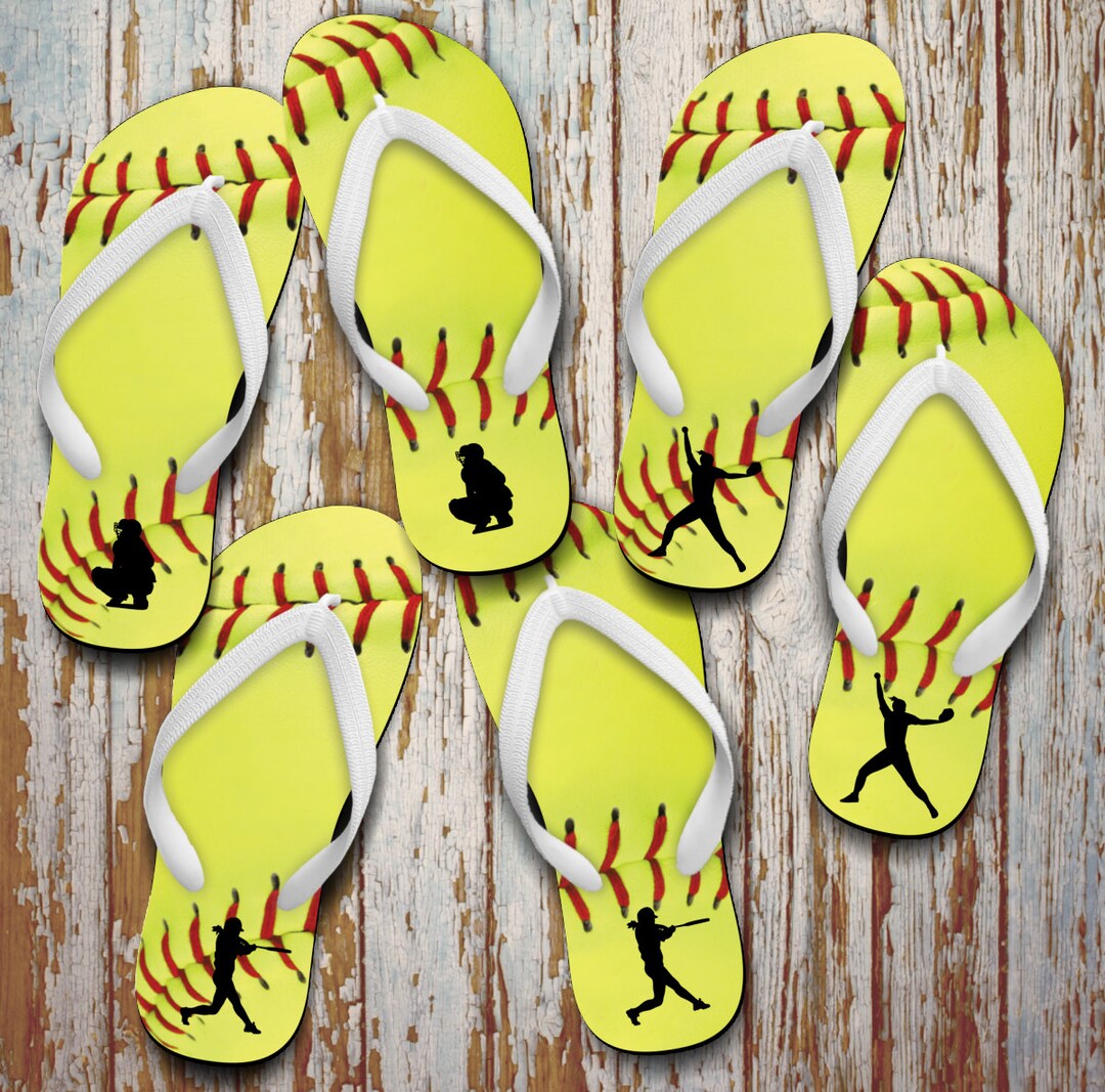 Softball Flip Flops/ Custom Softball Gift/ Softball Pitcher