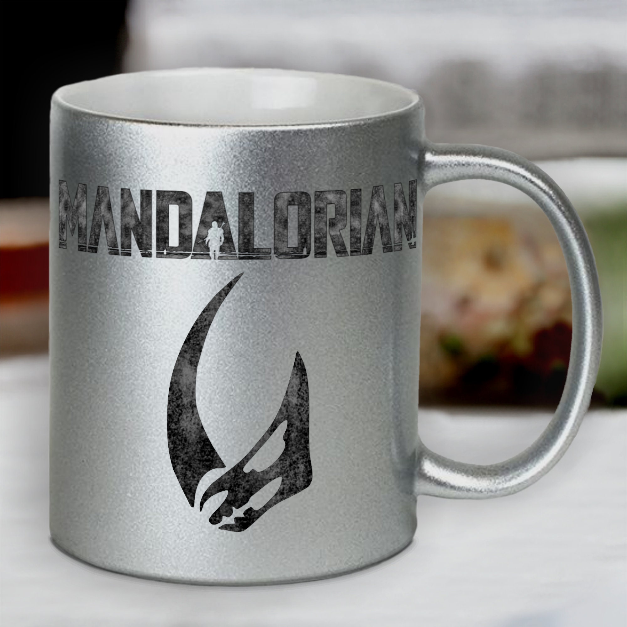 Mandalorian Mug/ Disney Mandalorian Mythosaur Star Wars Silver