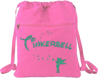 Disney Tinkerbell Backpack/ Glitter Green Tinkerbell Fairy Vacation Travel Park Bag Gift