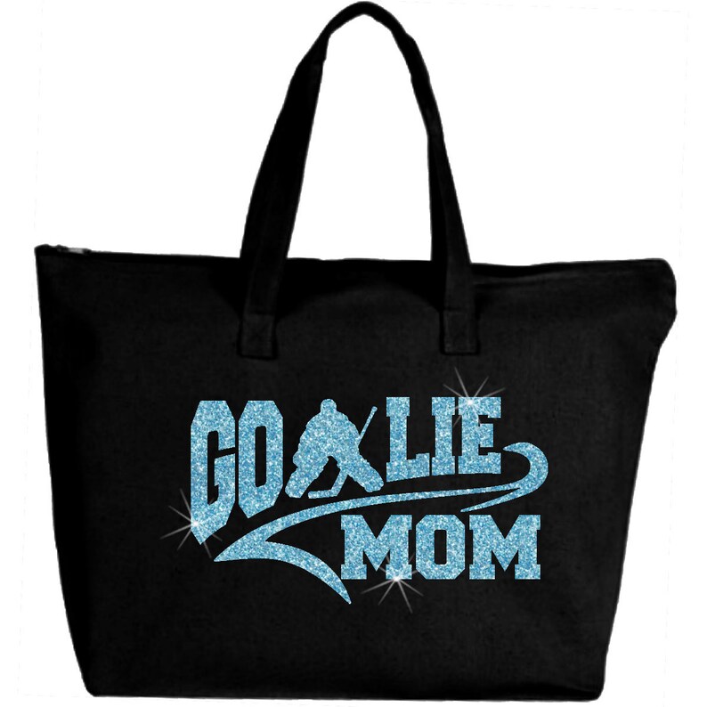 Hockey Mom Gift/ Hockey Goalie Mom Tote Bag/ Glitter Ice Blue Etsy