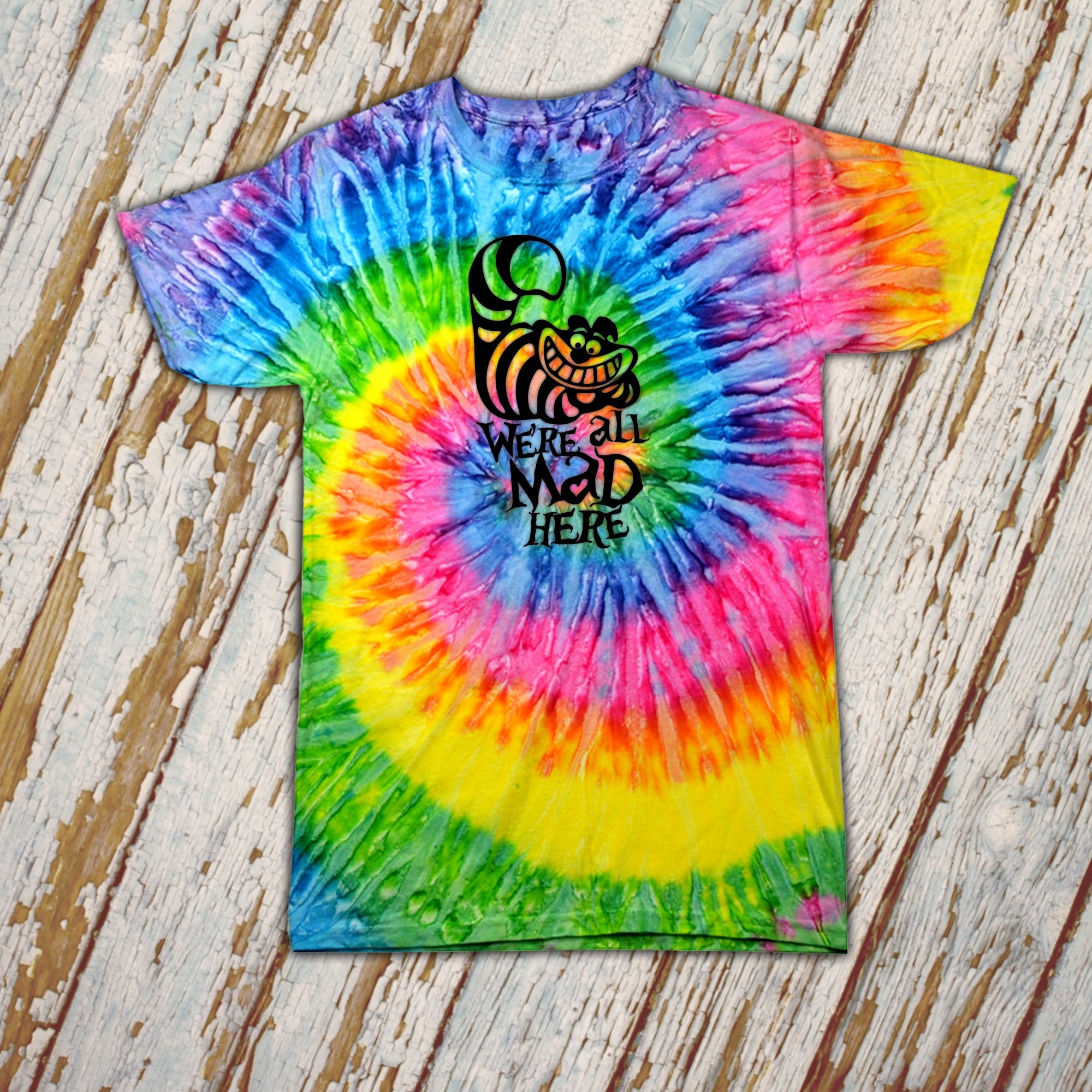 Cheshire cat tie dye shirt deals