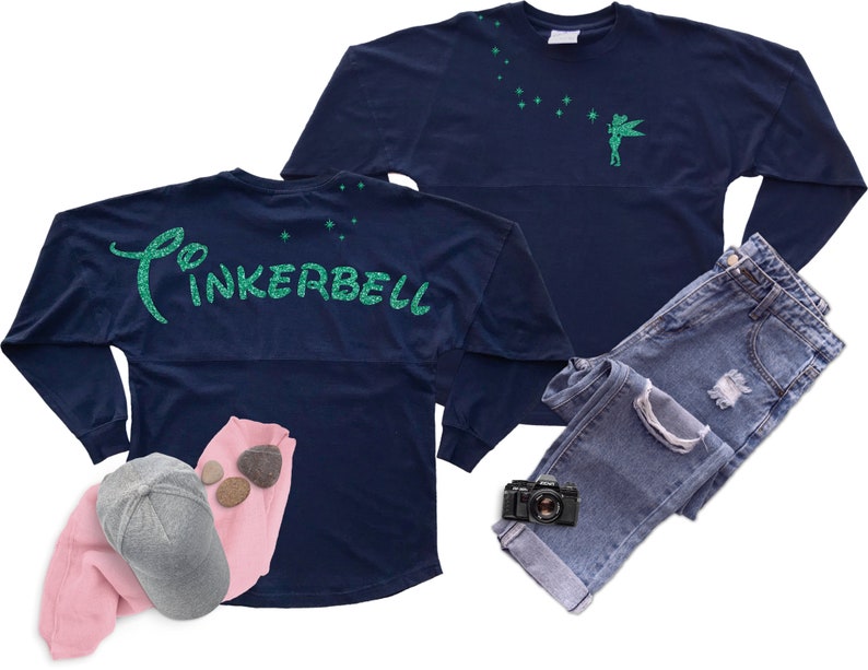 Tinkerbell Jersey/ Glitter Green Tinkerbell Spirit Shirt/ Etsy