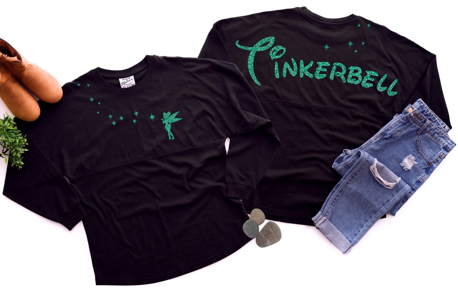 Tinkerbell Jersey/ Glitter Green Tinkerbell Spirit Shirt/ Etsy