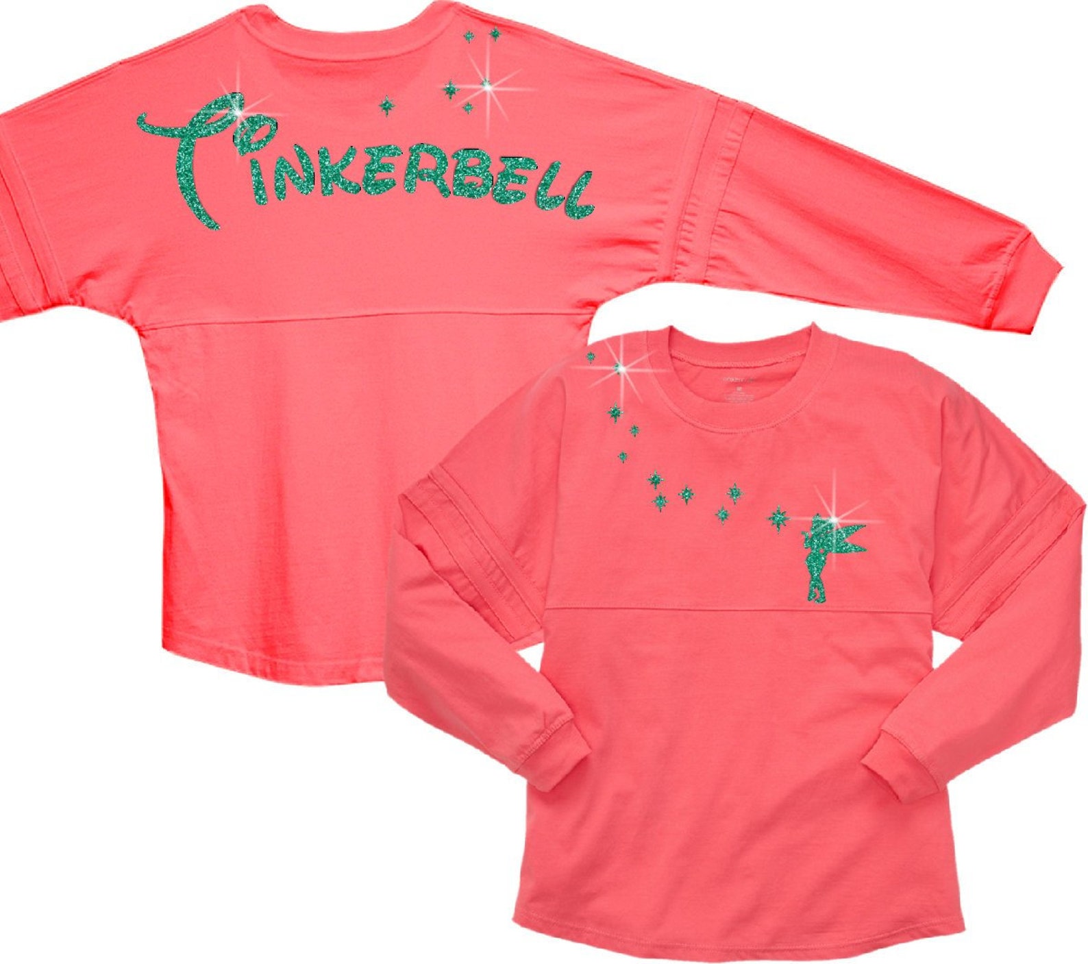 Tinkerbell Jersey/ Glitter Green Tinkerbell Spirit Shirt/ Etsy