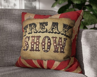 Halloween Retro Circus Tent Pillow/ Vintage Marquee Freak Show Decor
