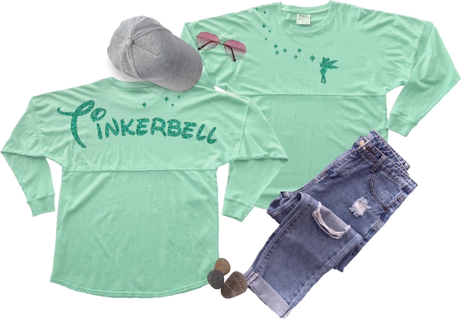 Tinkerbell Jersey/ Glitter Green Tinkerbell Spirit Shirt/ Etsy