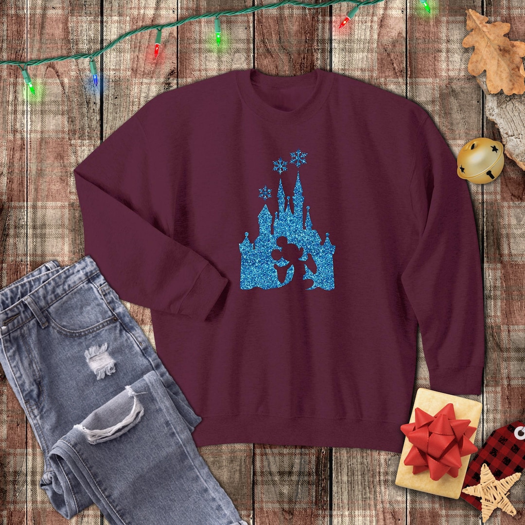 Disney Christmas Sweatshirts/ Cinderella Castle Shirts/ Winter Blue