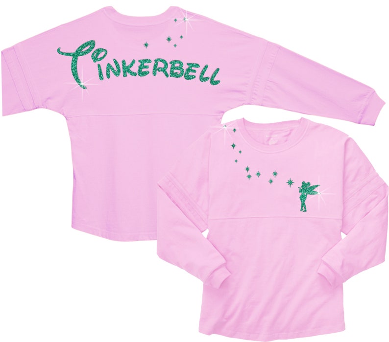 Tinkerbell Jersey/ Glitter Green Tinkerbell Spirit Shirt/ Etsy