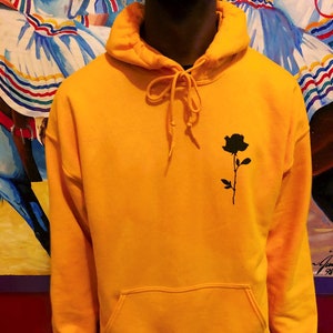 yellow hoodie with rose