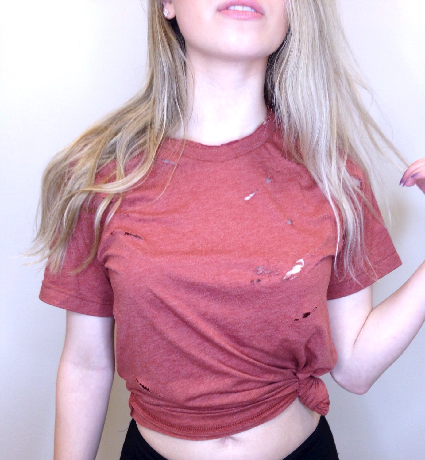 Ripped T Shirt Torn Shirt Distressed Shirt Women's Etsy