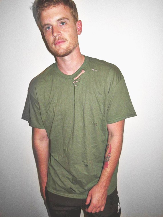 Distressed Shirt For Men Grunge Clothing Streetwear Aesthetic Etsy
