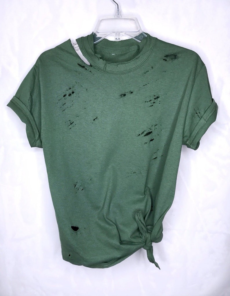 Distressed Shirt Torn Shirt Women's Clothing Ripped Tshirt Etsy