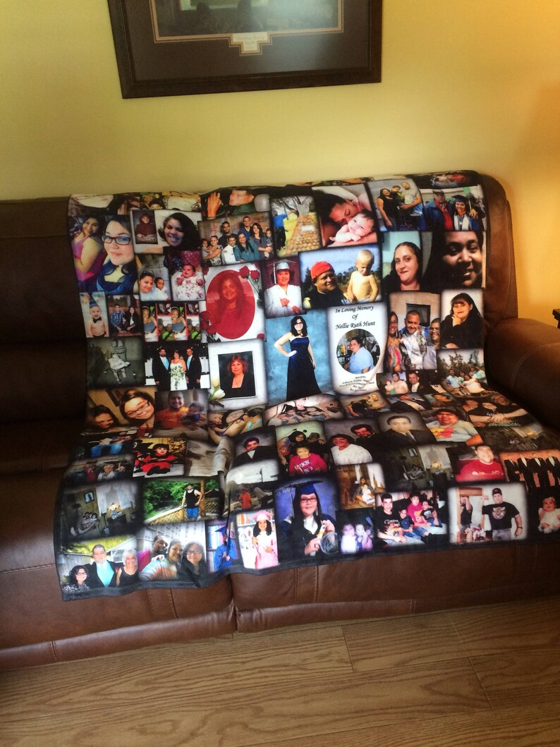 Photo Blankets Memory Blanket Family Pet Memorial Couch Etsy