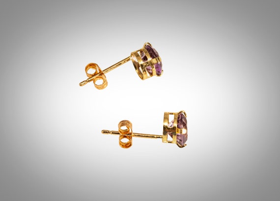 10k amethyst stud earrings 4.8 mm - image 3