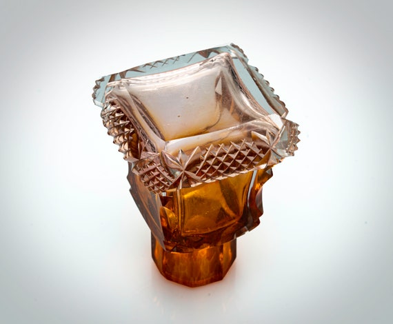 Bohemian cut glass perfume royal citrine color - image 7