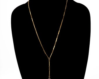 Art Deco gold filled Y chain necklace