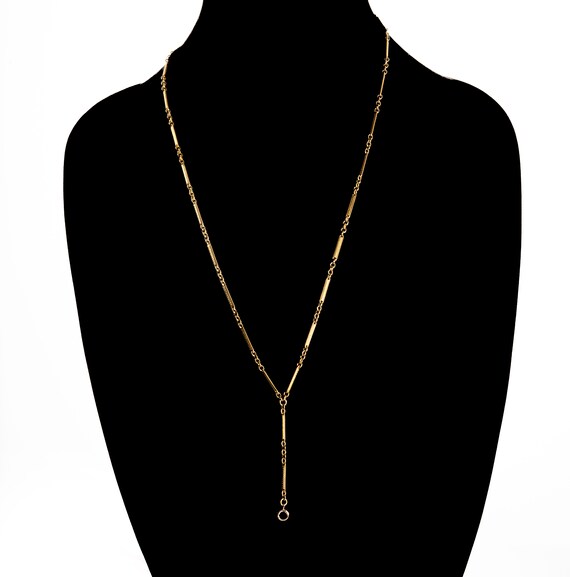 Art Deco gold filled Y chain necklace