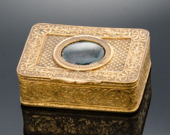 gilt bronze and bloodstone box with velvet interior