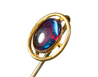 Antique stick pin faux dragon breath opal cabochon