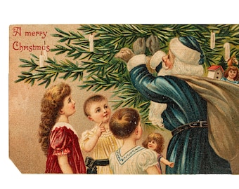 Christmas embossed Santa postcard