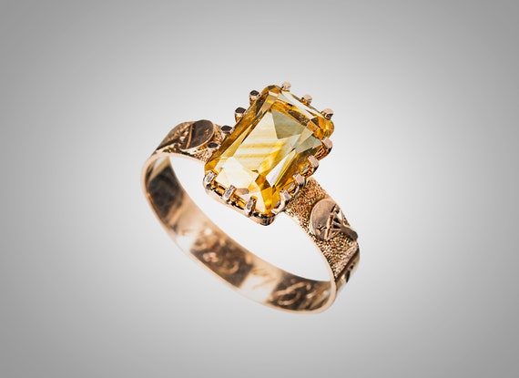 Victorian 14k & citrine Japanese style ring - image 1