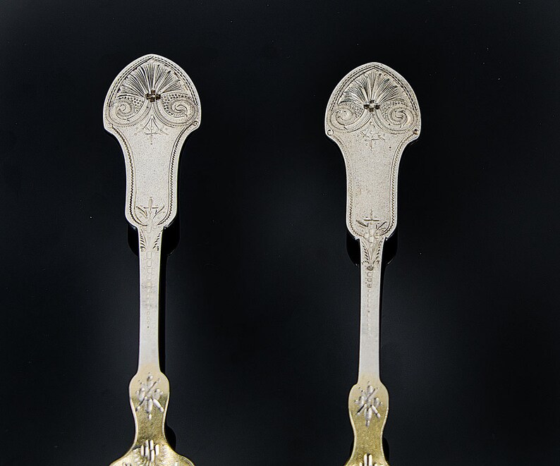 Pair Butler Mccarty & Co Phila Sterling Fancy Serving Spoons Etsy