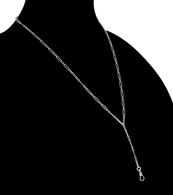 Art Deco paperclip type sterling Y chain necklace - image 2