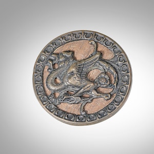 large phoenix bird brass metal button