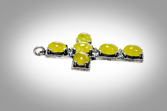 sterling silver cross with yellow cabochons - image 5