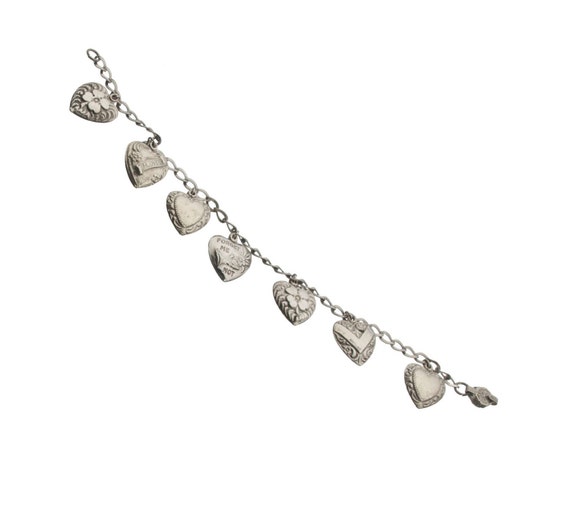sterling silver puffy hearts charm bracelet - image 1