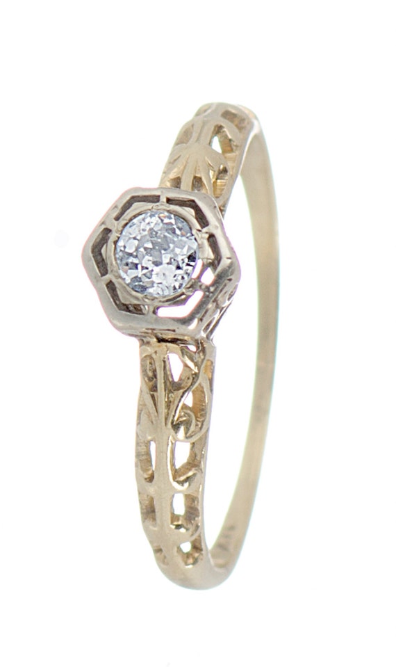 14k white & yellow gold .12 carat ring