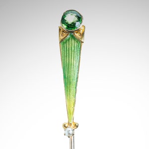 14k enamel tourmaline & pearl stick pin