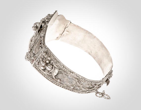 Silver Bali Rangda hinged bracelet hand made fine… - image 2