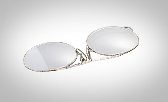 14k white Art Deco pince nez eyeglasses spectacles - image 3