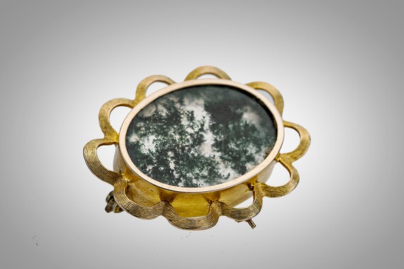moss agate brooch in 14k setting - image 2