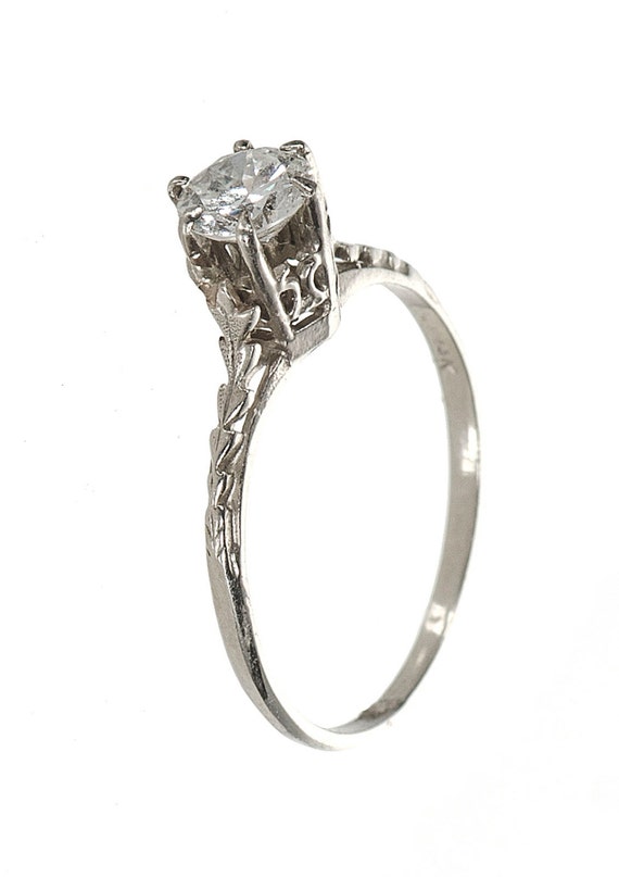 Art Deco .55 carat diamond ring 14k white gold - image 2